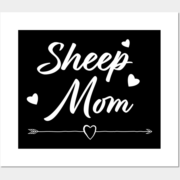 Sheep Mom Hearts Love Female Farming Animals Gift Wall Art by JeZeDe